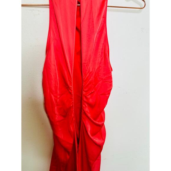 A.L.C. Pink Red Mock Neck Ruched Detailing Sleeveless Inez Cocktail Dress Size 2 - Picture 15 of 16